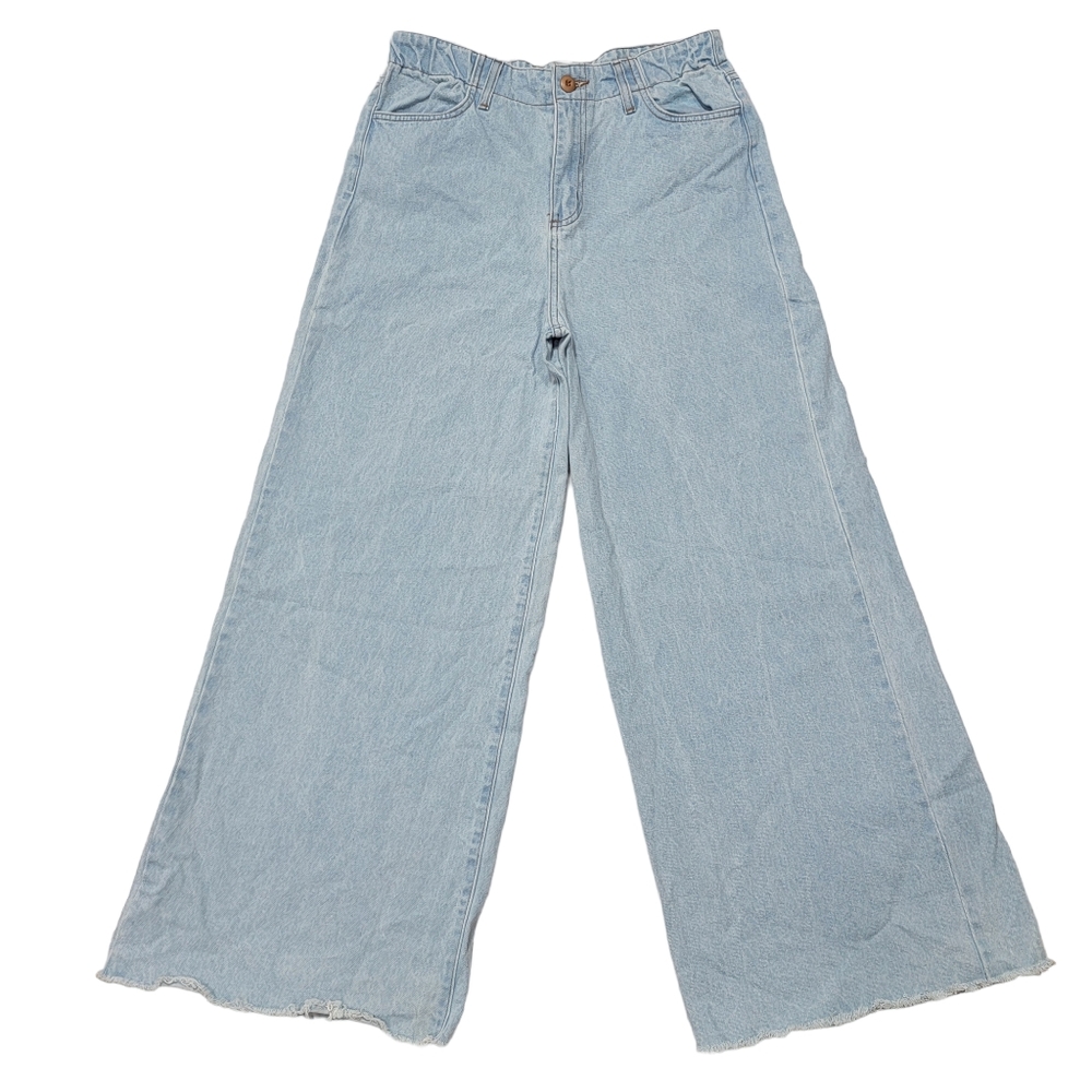 Minaa Monroe PWL01 Slouchy Oversized Light Wash Raw Hem Jeans 7